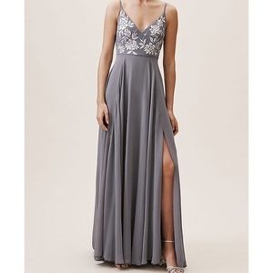 NEW W/O Tags Grey Fog BHLDN Maxi Embroidered Gown